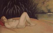 Felix Vallotton Nude sleeping on a bank oil painting artist